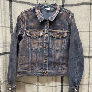 Tribal Blue Denim Jacket with Copper Buttons